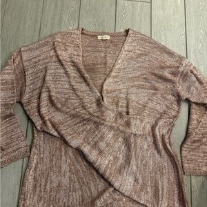 Song n Spirit Women's V-Neck Sweater in Pink Rose Gold
